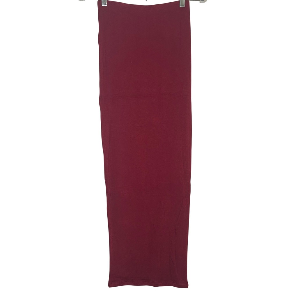NWOT Naked Wardrobe Womens Burgundy Maxi Skirt Size Medium Bodycon Column Party